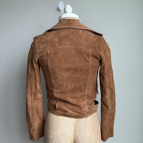 All Saints Suede Balfern Biker Moto Jacket Size 00 - Picture 10 of 13